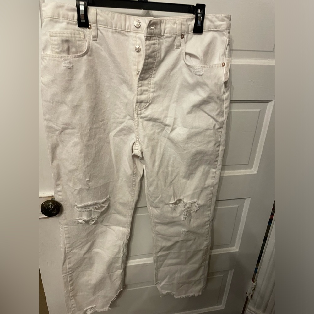 NWT We The Free by Free People Tapered Baggy Boyfriend in Chalk White Sz 32